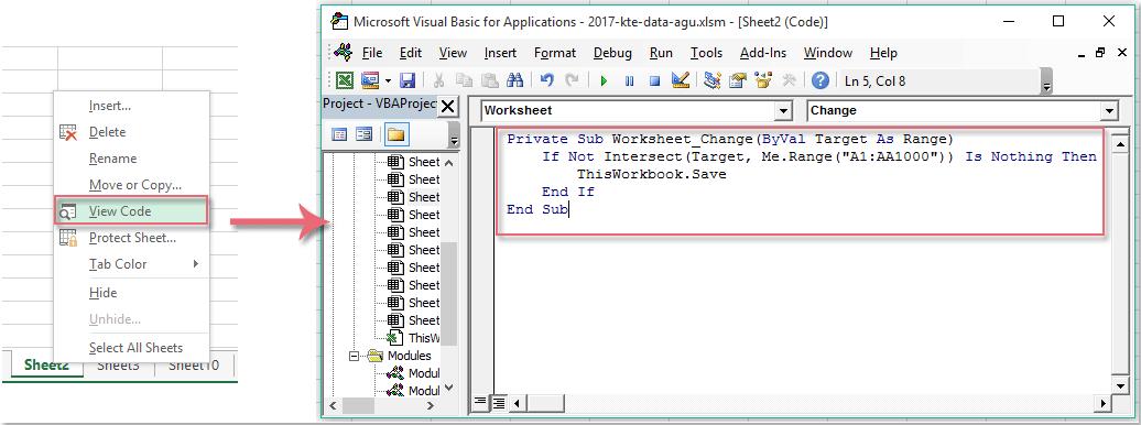 Hướng dẫn tự động lưu file Excel bằng VBA